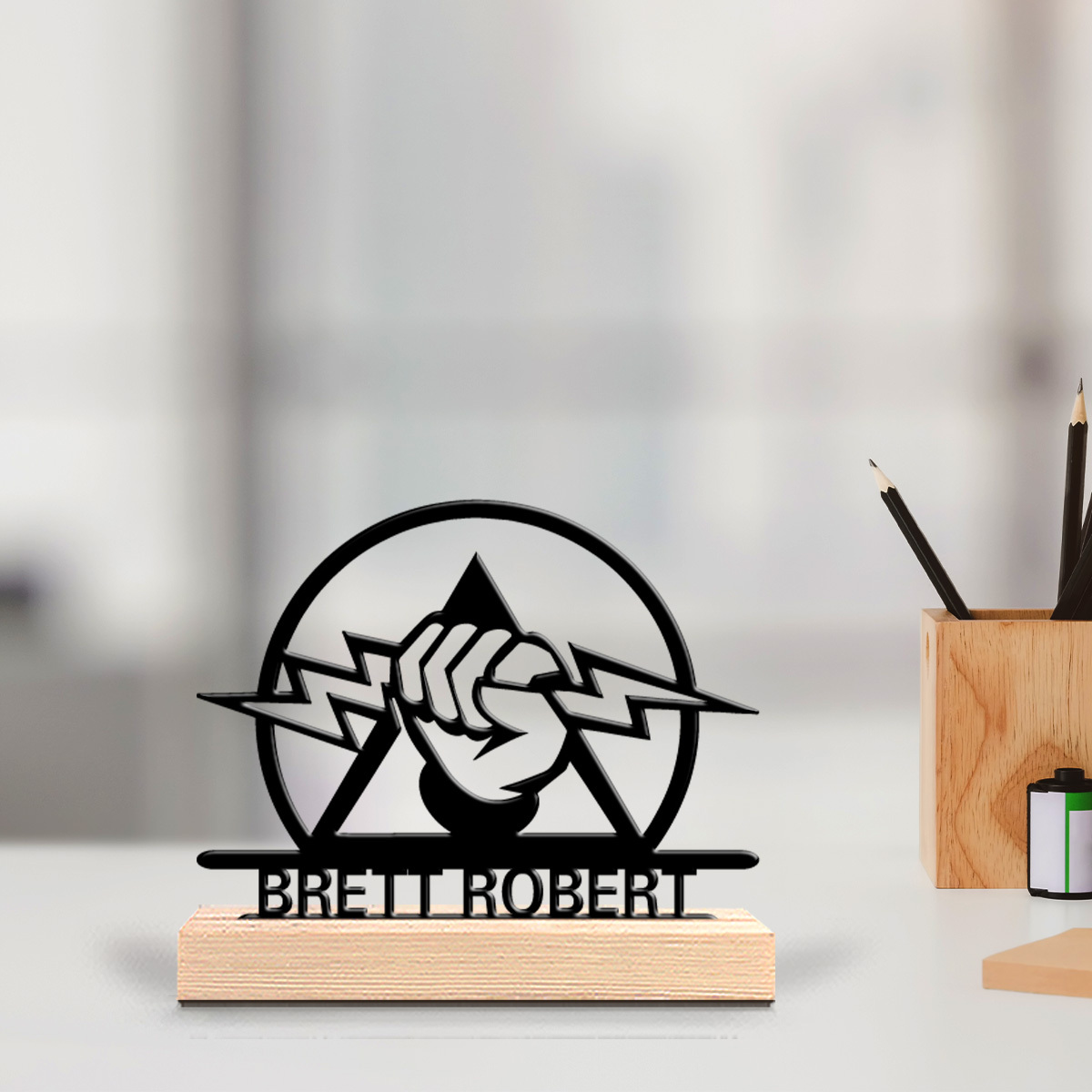 Office Tech Decor - Placa de Metal Personalizada para Engenheiro