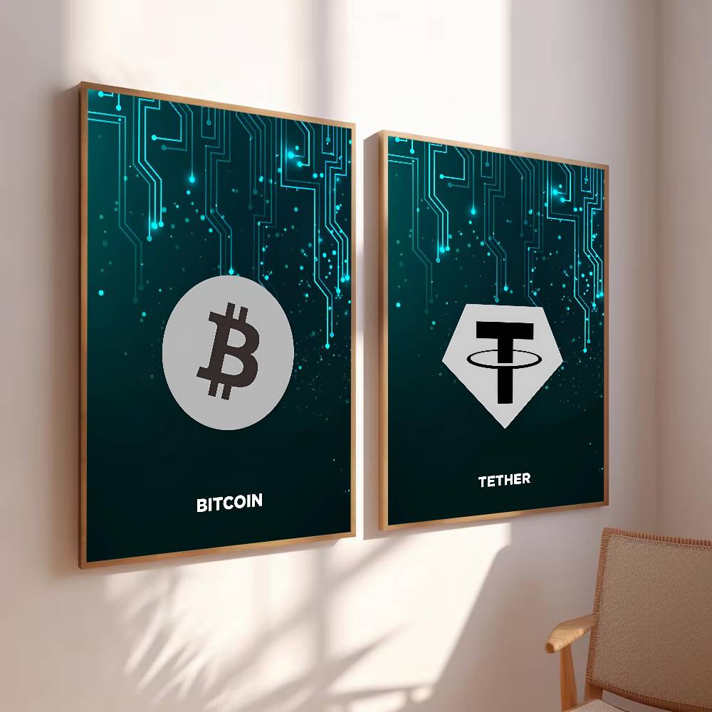 Pôster de Símbolo Cripto Tech  - Office Tech Decor avaliação e preço